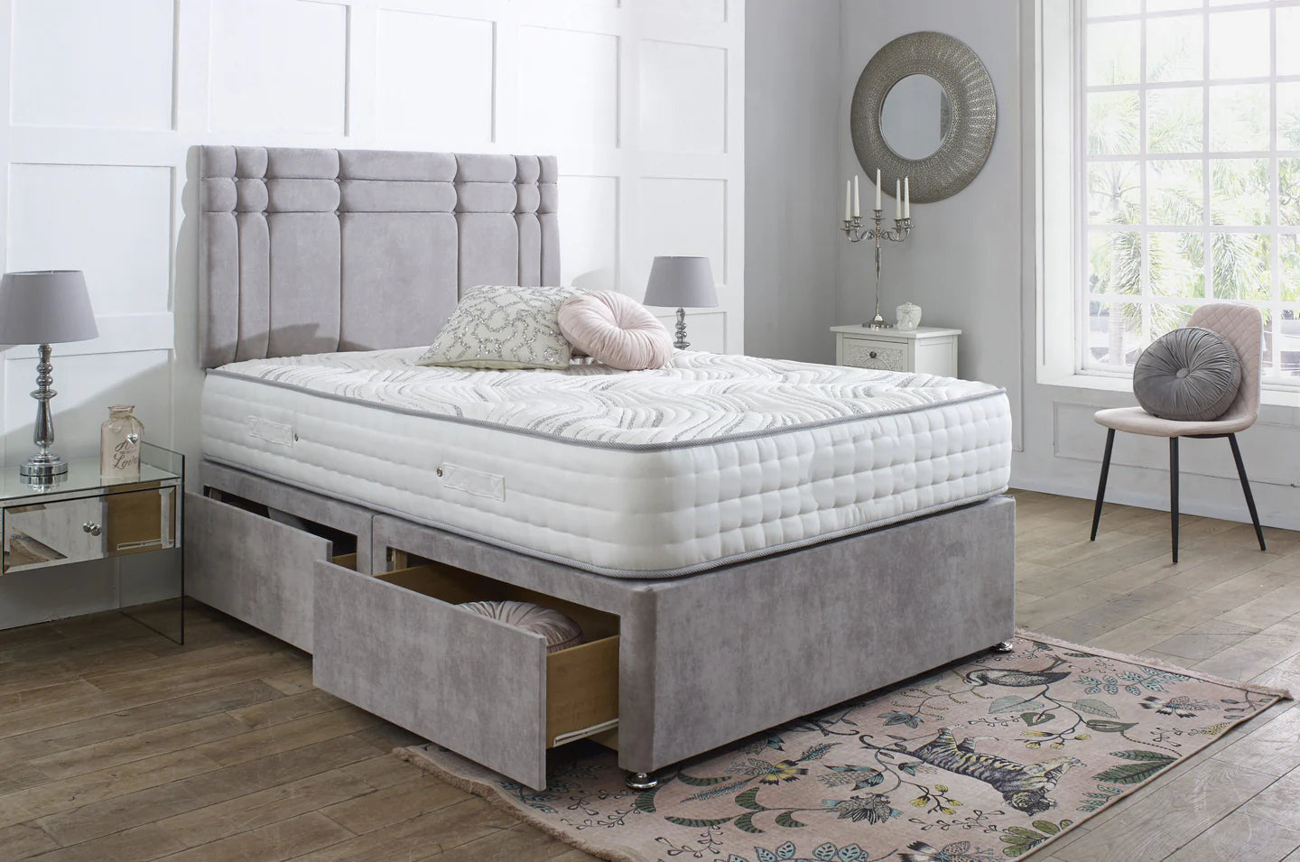 Canterbury Divan Bed Set with Button Headboard