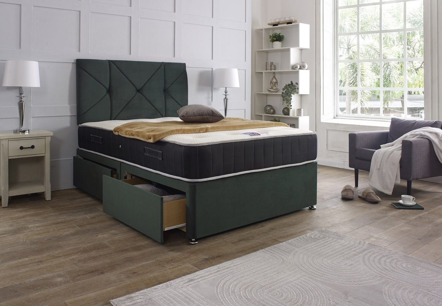 Chelsea Divan Bed Set with Diagonal Headboard