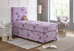 Kids Princess Pink Divan Bed Set With Sprung Memory Foam Mattress and Headboard